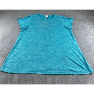 Ruby Rd Favorites Turquoise Striped Tunic Top Shirt Women 2X Lightweight Casual